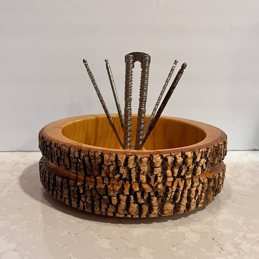 HANDMADE Vintage Rustic Hand Crafted Wooden Nut Bowl
